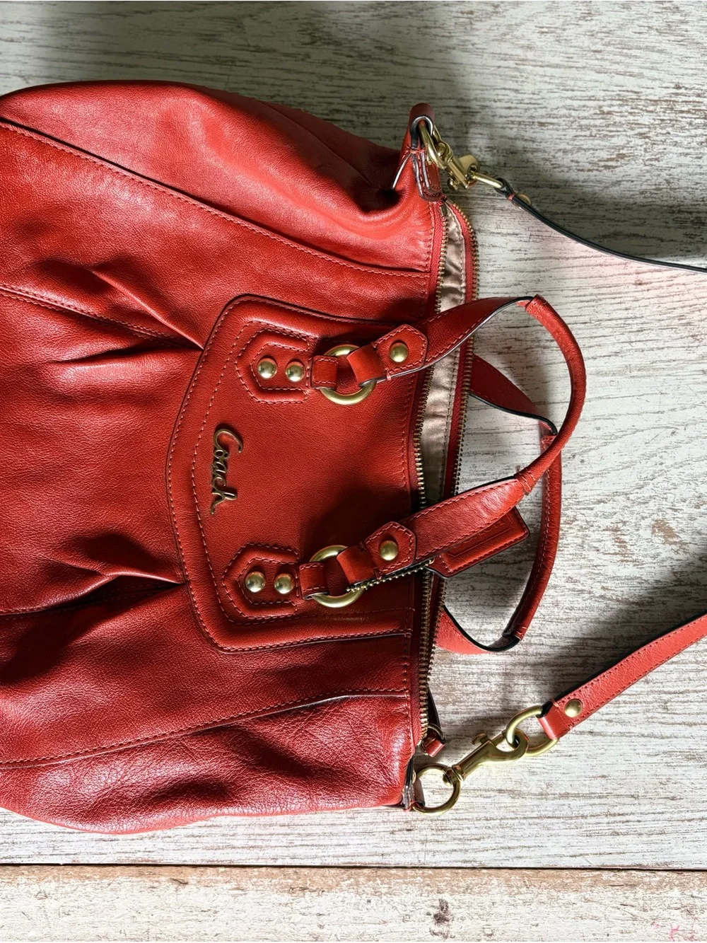 Coach Leather Satchel with Gold Hardware - Picture 2 of 5